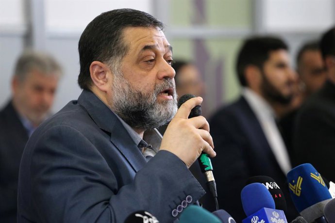 Archivo - February 18, 2024, Tehran, Iran: OSAMA HAMDAN Senior Hamas official speaks during the 24th Iran Media Expo opening ceremony in Tehran. Hamdan is a former senior representative of Hamas in Lebanon and is a member of the organization's politburo