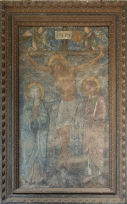 Pintura mural 'El Calvario', junto a la nave del Lagarto de la Catedral, objeto de restauración.