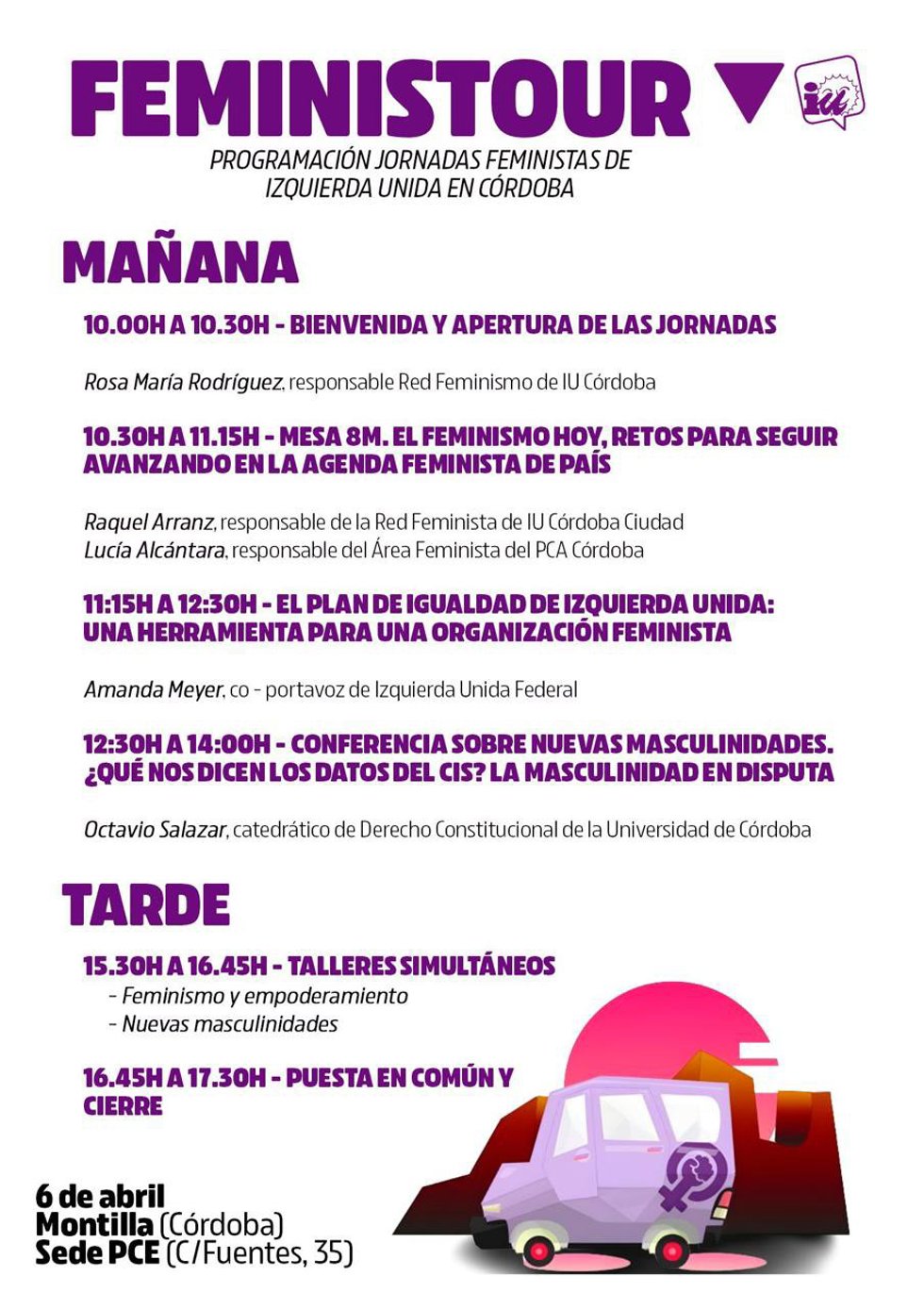 Cartel y programa del 'Feministour' que se celebrará en Montilla.