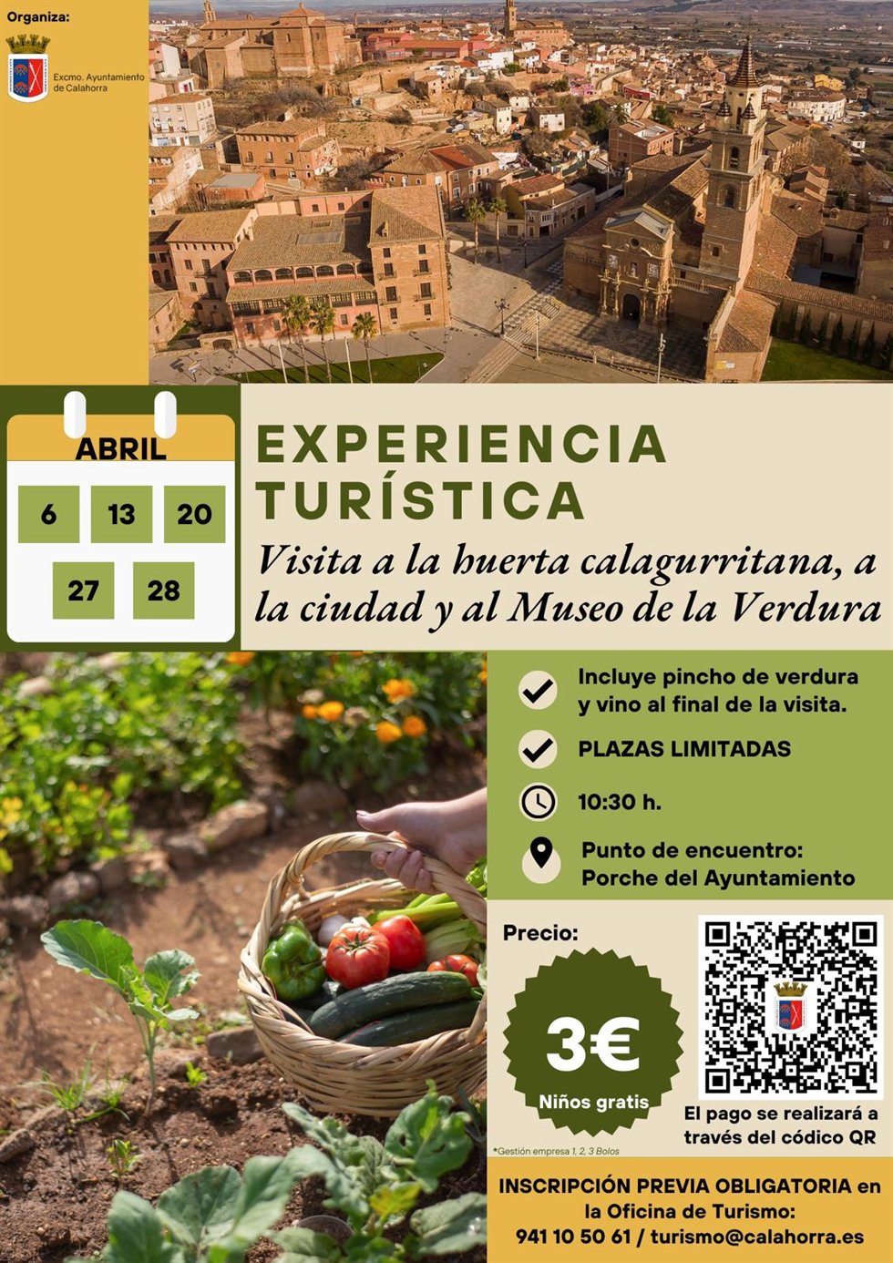 El Ayuntamiento de Calahorra ofrece 5 experiencias turísticas en abril con la verdura como protagonista