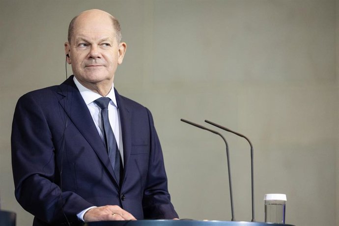 13 March 2024, Berlin: Olaf Scholz, Germany's Chancellor, speaks during a press conference with Srettha Thavisin (not pictured), Thai Prime Minister, at the Germany's Chancellery. Photo: Hannes P Albert/dpa