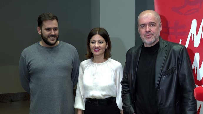 La ministra de Juventud e Infancia, Sira Rego; el secretario general de CCOO, Unai Sordo; el secretario confederal de Juventud del sindicato, Adriá Junyent, asisten a la inauguración de la XXV Escuela Confederal de Juventud en Guadalajara.