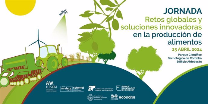 Cartel de las jornadas 'Retos Globales y Soluciones Innovadoras en la producción de alimentos'.