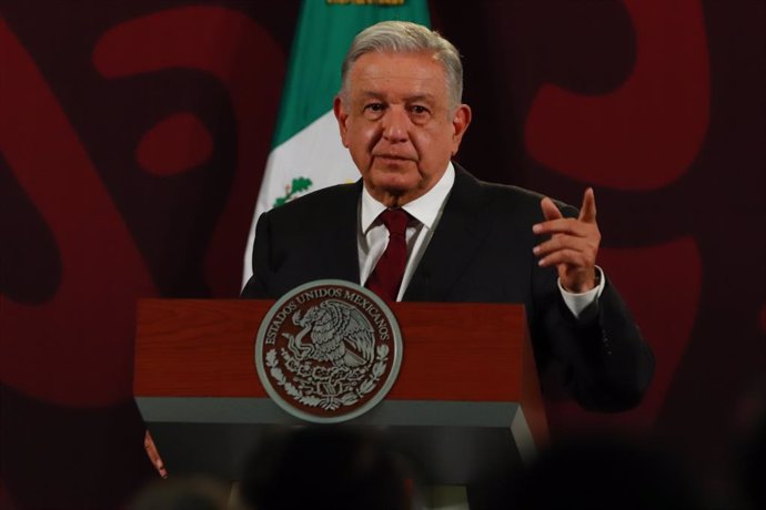 April 3, 2024, Mexico City, Mexico: Mexico's President, Andres Manuel Lopez Obrador, gesticulates while answering to media during a briefing conference at National Palace. on April 3, 2024 in  Mexico City, Mexico.