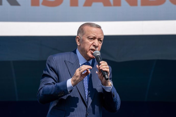 March 24, 2024, Bakirkoy, Istanbul, Turkey: Recep Tayyip Erdogan, the President of Turkey, speaks at a Great Istanbul Rally in Istanbul Airport Nation's Garden on March 24, 2024. There will be Turkish Local Elections onÂ MarchÂ 31,Â 2024.