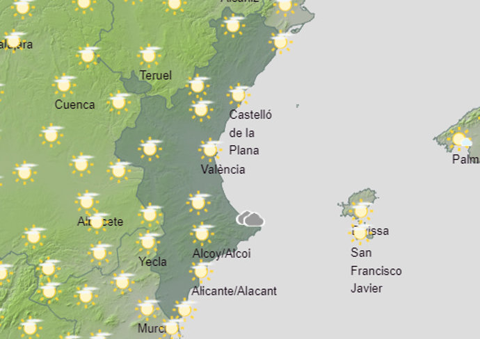Predicción del tiempo para este sábado 6 de abril de 2024 en la Comunitat Valenciana