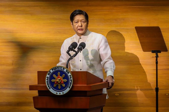 Archivo - QUEZON CITY, July 24, 2023  -- Philippine President Ferdinand Romualdez Marcos speaks during his second State of the Nation Address in Quezon City, the Philippines, July 24, 2023.   Marcos on Monday cited the successes achieved by his administra