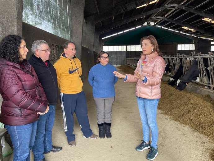 La vicepresidenta segunda en funciones, Ángeles Vázquez, visita una explotación en A Pastoriza (Lugo).