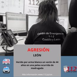 Imagen compartida por el 112 CyL sobre el herido en una pelea en León.