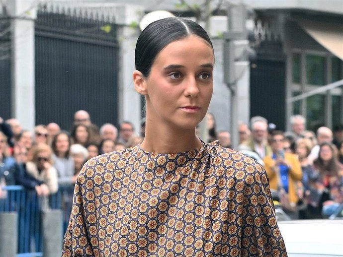 Victoria Federica de Marichalar llega a la parroquia del Sagrado Corazón y San Francisco de Borja para asistir al enlace matrimonial entre José Luis Martínez-Almeida y Teresa Urquijo Moreno, a 6 de abril de 2024, en Madrid (España).