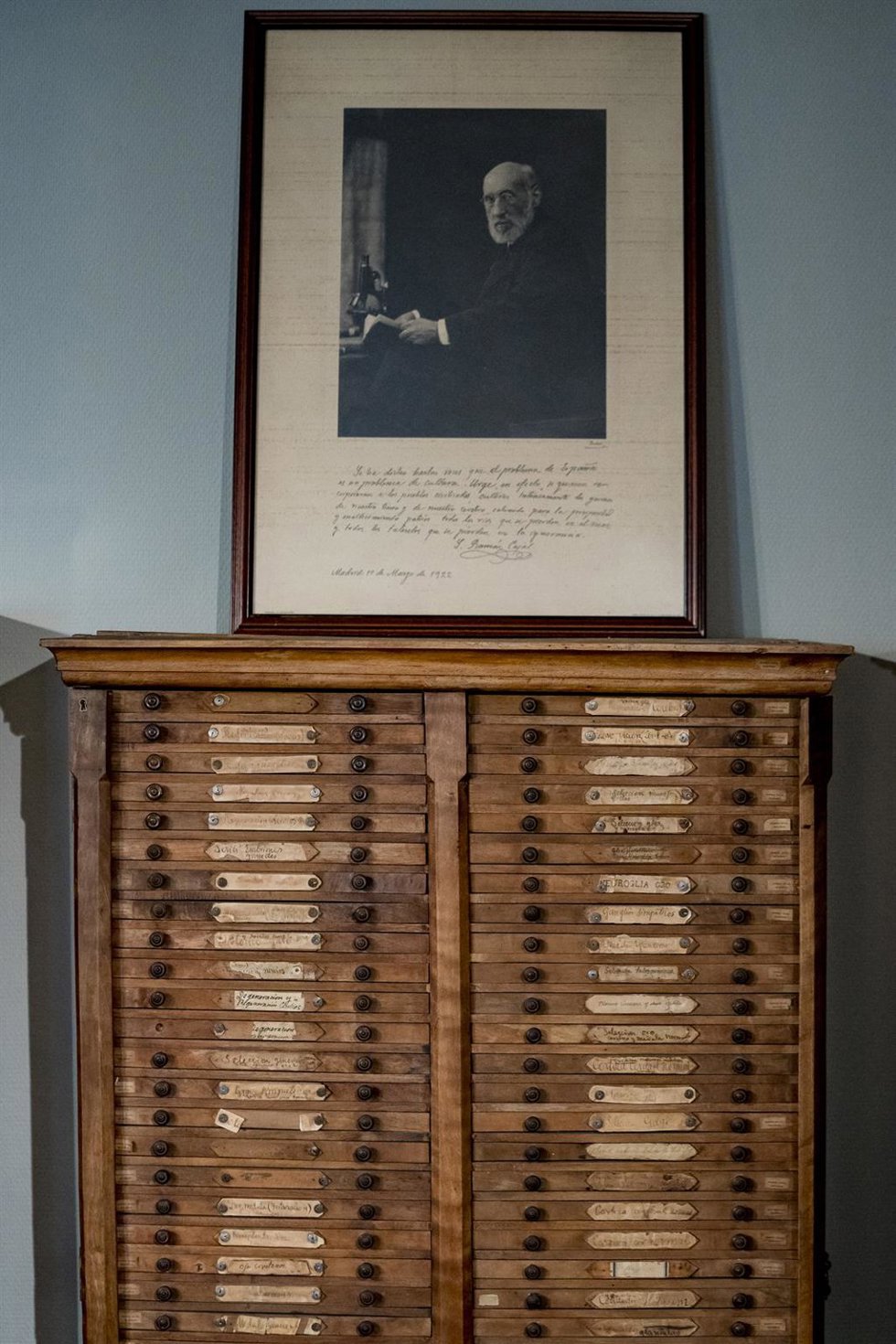 Archivo - Un cuadro del científico Ramón y Cajal durante la inauguración de la exposición El Legado Histórico de Santiago Ramón y Cajal, en el Museo Nacional de Ciencias Naturales,