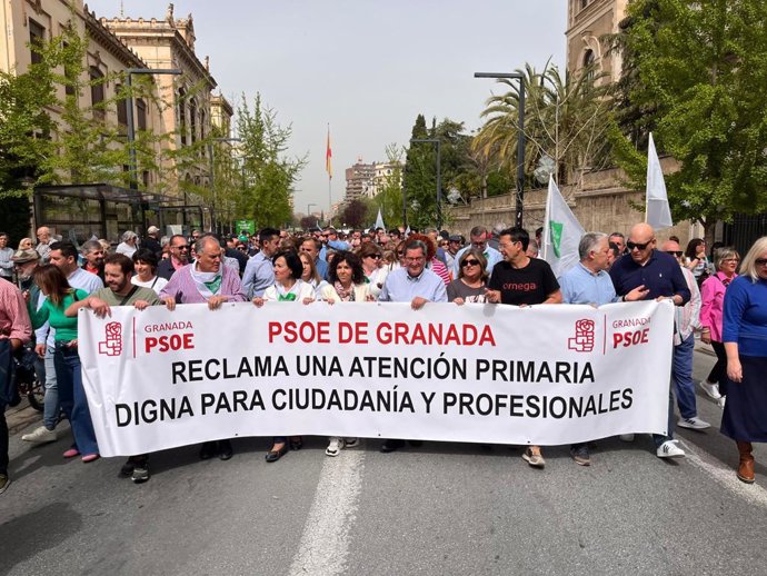 El PSOE en la manifestación de Marea Blanca en Granada