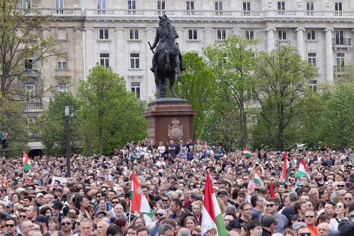 Manifestación convocada por Péter Magyar en Budapest