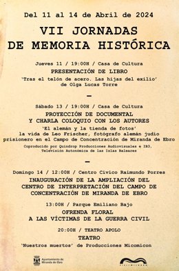 Archivo - Programa de las VII Jornadas de Memoria Histórica de Miranda de Ebro (Burgos).
