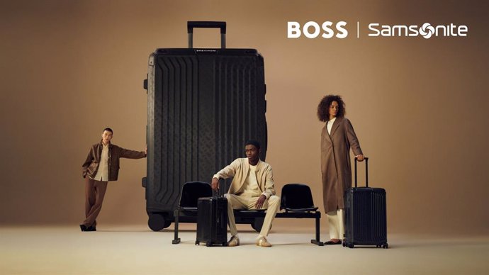 The BOSS | Samsonite collaboration reveals a brand-new campaign with its unique aluminium luggage