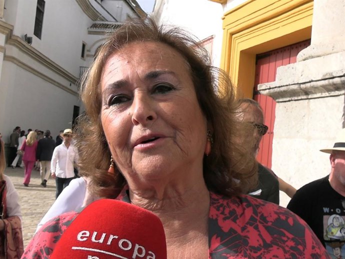 Carmen Tello, a su llegada a La Maestranza este domingo