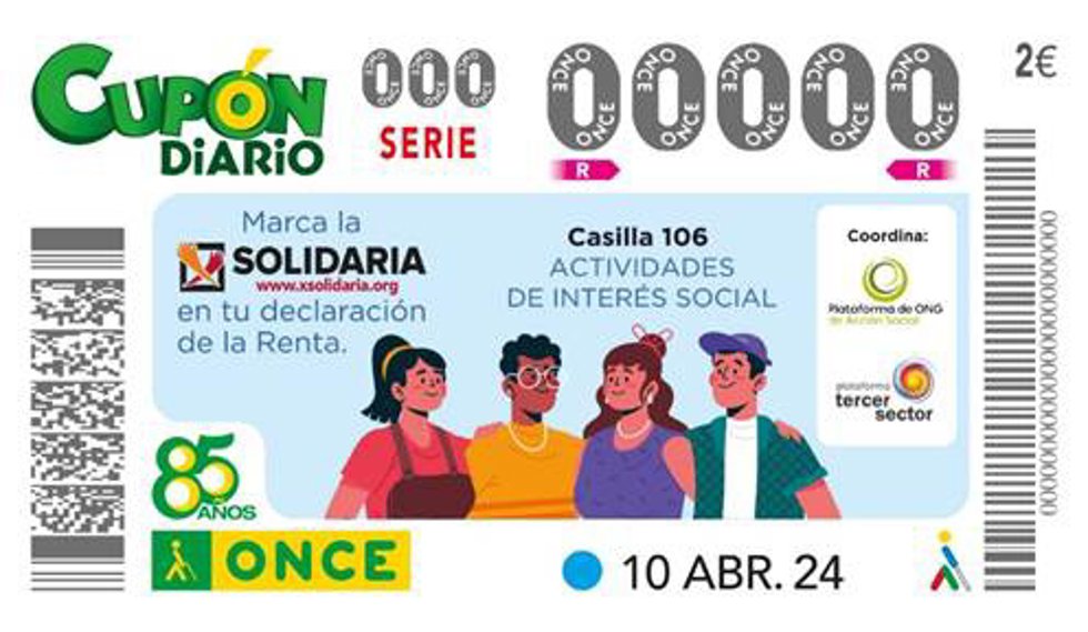 Cupón dedicado a la X solidaria.