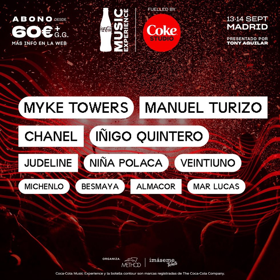 Myke Towers, Judeline, Íñigo Quintero, Veintiuno y Michenlo se suman a la 14. edición del Coca-Cola Music Experience
