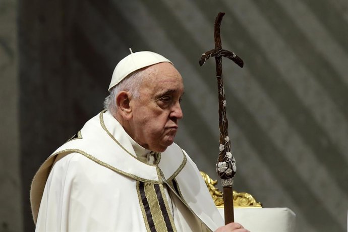 28 March 2024, Vatican, Vatican City: Pope Francis presides Chrism Mass in St. Peter's Basilica at the Vatican. Photo: Evandro Inetti/ZUMA Press Wire/dpa