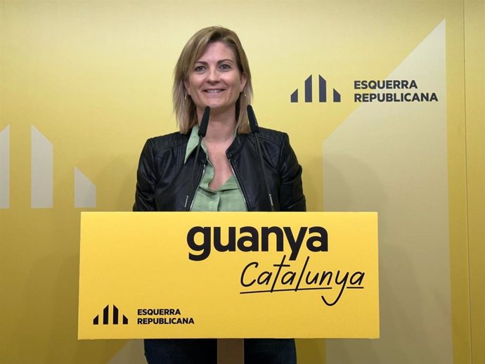 La portavoz de ERC, Raquel Sans, en rueda de prensa