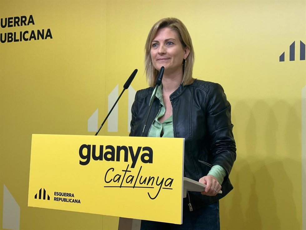 La portavoz de ERC, Raquel Sans, en rueda de prensa