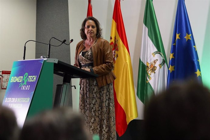 La consejera de Salud y Consumo, Catalina García, en la inauguración del I Encuentro Biomed & Tech Talks.