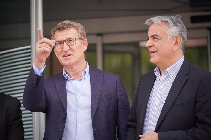 El presidente del PP, Alberto Núñez Feijóo, y el presidente del PP vasco y candidato a Lehendakari, Javier de Andrés