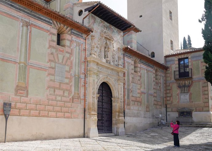 Detalle de la restauración durante la visita a las obras de restauración de la iglesia de San Cecilio, a 8 de abril de 2024 en Granada (Andalucía, España). 