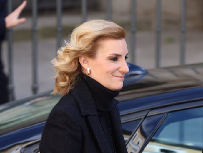 María Zurita a su llegada a la misa funeral de Fernando Gómez-Acebo y de Borbón, en la Catedral Castrense.