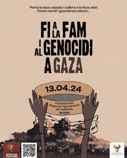 Cartel de una manifestación contra el genocidio en Gaza
