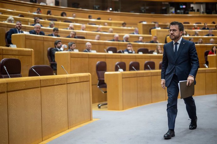 El president de la Generalitat, Pere Aragonès, al Senat