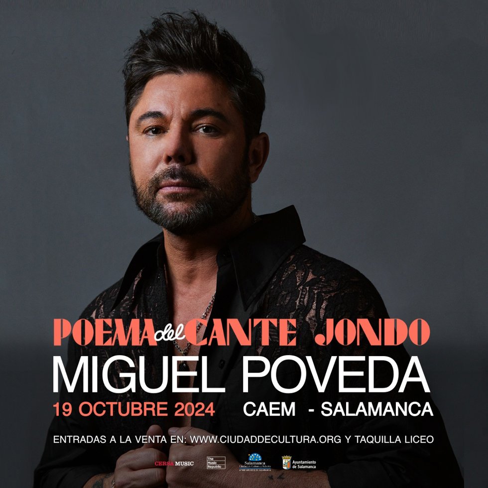 Imagen promocional del concierto de Miguel Poveda en Salamanca