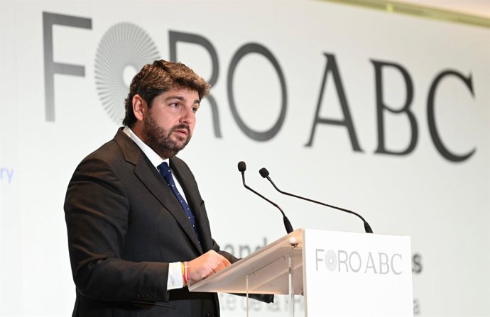 El presidente de la Región de Murcia, Fernando López Miras, durante el Foro de ABC. En Madrid, a 9 de abril de 2024.