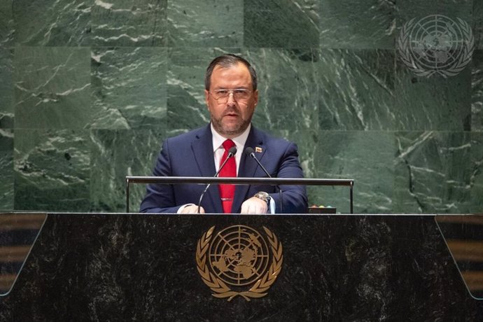 Archivo - El ministro de Exteriores de Venezuela, Yvan Gil Pinto, durante su intervención en la Asamblea General de la ONU en una imagen de archivo.