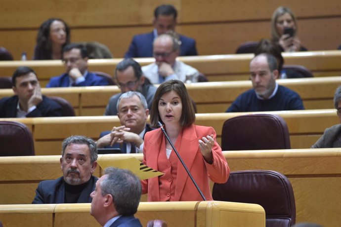 La senadora de ERC Sara Bailac interviene durante una sesión de control al Gobierno, en el Senado, a 12 de marzo de 2024, en Madrid (España).