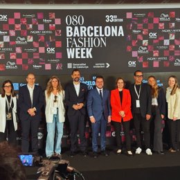 El presidente de la Generalitat, Pere Aragonès, y el conseller de Empresa, Roger Torrent, en la inauguración de la 080 Barcelona Fashion Week