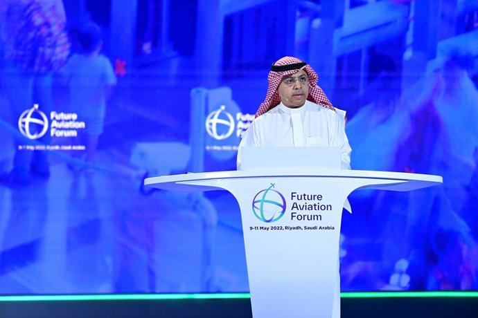 His Excellency Abdulaziz Al-Duailej  President of the General Authority for Civil Aviation speaking at the 2022 Future Aviation Forum
