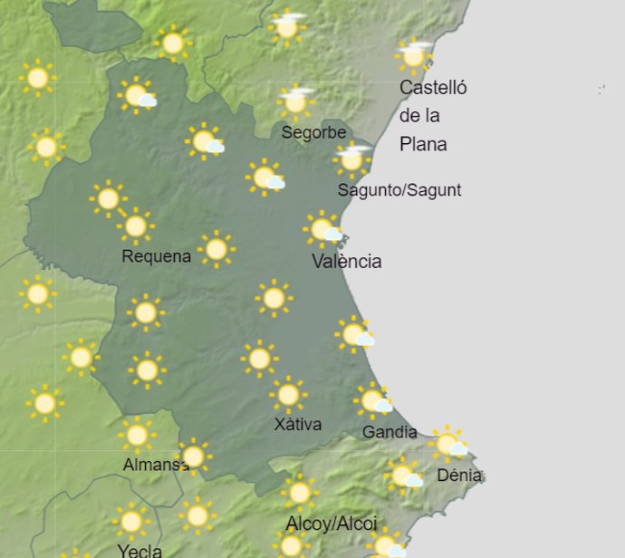Mapa del temps del dimecres 10 d'abril a la Comunitat Valenciana