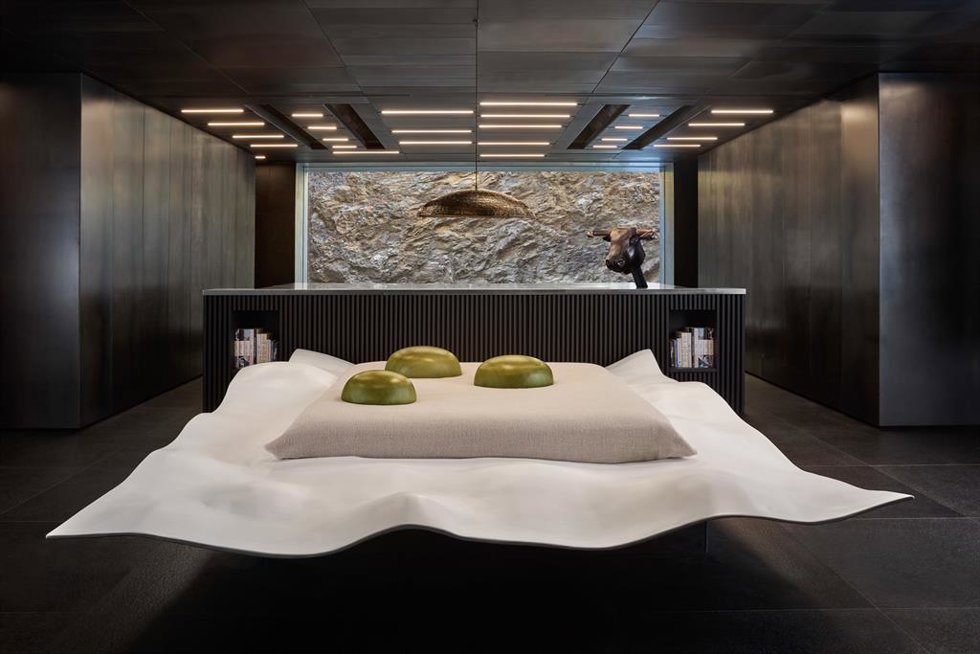 Cama emplatada, inspirada en la famosa aceituna esférica de elBullirestaurante