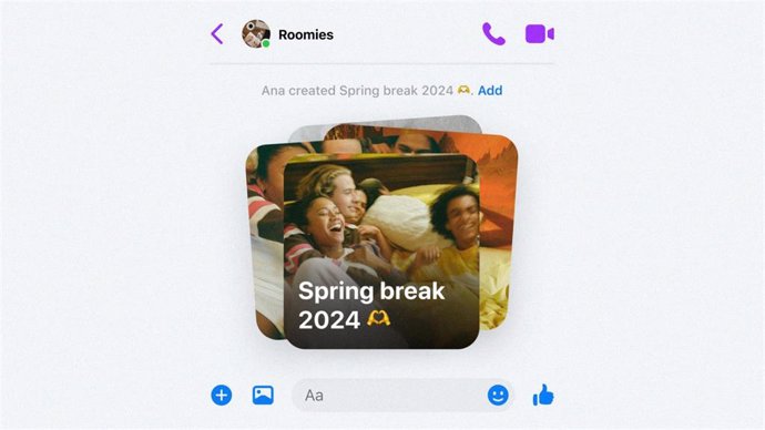 Nueva función de crear álbumes compartidos en Messenger.