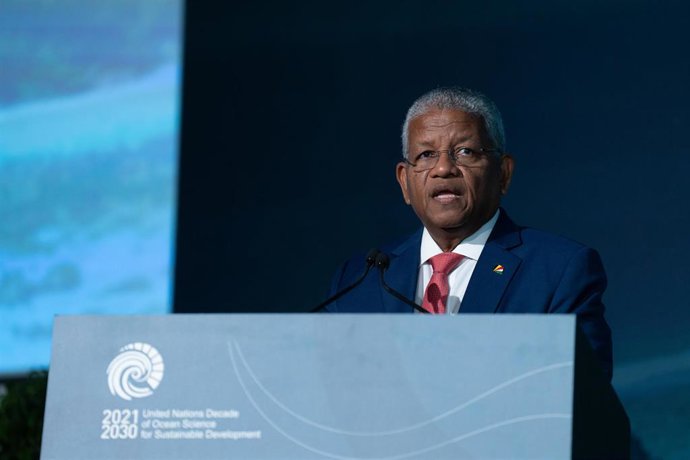 El presidente de Seychelles, Wavel Ramkalawan, en la Conferencia del Decenio del Océano.