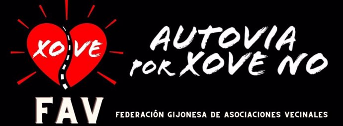 Cartel de la Federación de Asociaciones Vecinales de Gijón de rechazo a un vial de Jove en superficie.