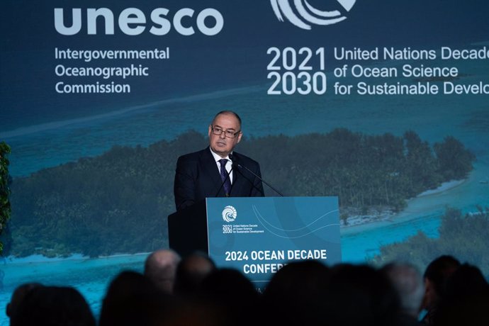 El primer ministre de les illes Cook, Marc Brown, en la Conferència del Decenni de l'Oceà