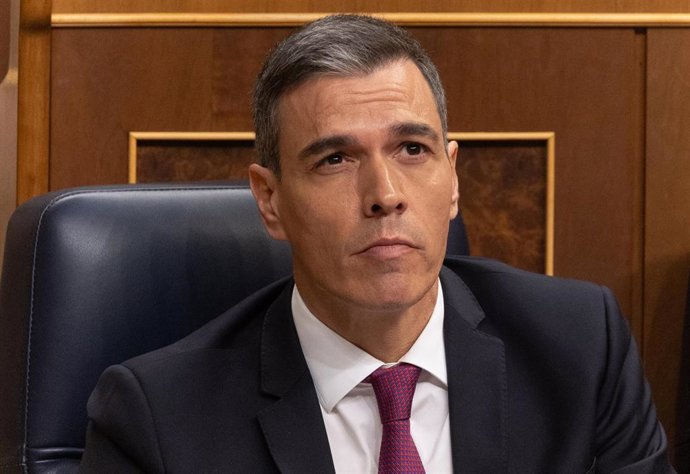 El presidente del Gobierno, Pedro Sánchez, durante una sesión plenaria, en el Congreso de los Diputados, a 10 de abril de 2024, en Madrid (España). 