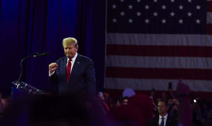 Archivo - February 24, 2024, National Harbor, Maryland, United States: Former United States President DONALD J. TRUMP, 77, speaks at the 2024 Conservative Political Action Conference (CPAC) in National Harbor, Maryland, U.S., on Saturday, February 24, 202