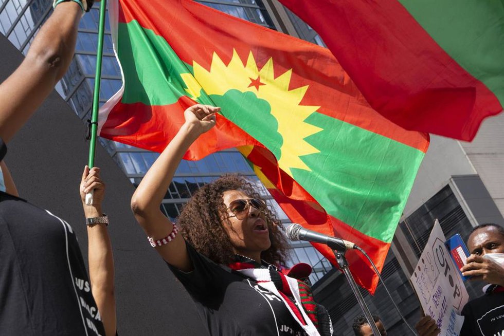Archivo - Imagen de archivo de migrantes oromo en Chicago (EEUU) en una manifestación contra los abusos de las fuerzas de seguridad de Etiopía