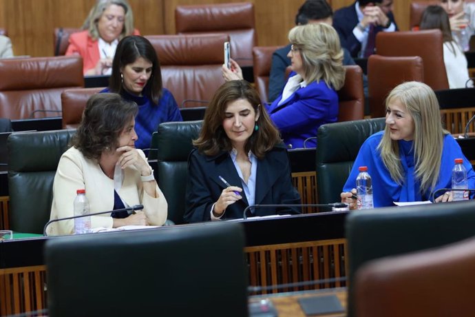 La consejera de Empleo, Empresa y Trabajo Autónomo, Rocío Blanco, en el Pleno del Parlamento de Andalucía.