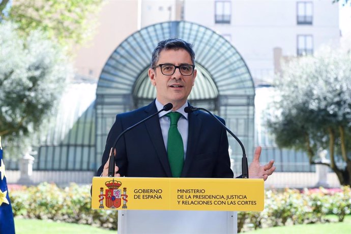 El minitro de la Presidencia, Justicia y Relaciones con las Cortes, Félix Bolaños, en el Palacio de Parcent, a 11 de abril de 2024, en Madrid (España).