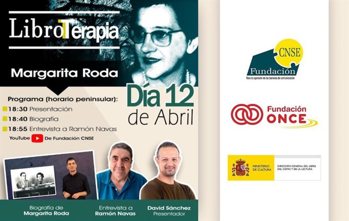 Archivo - Cartel de 'Libroterapia', la iniciativa de la Fundación CNSE para la Supresión de las Barreras de Comunicación para fomentar la lectura entre las personas mayores sordas.