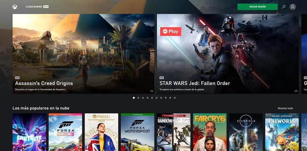 La plataforma Xbox Cloud Gaming en versión web.